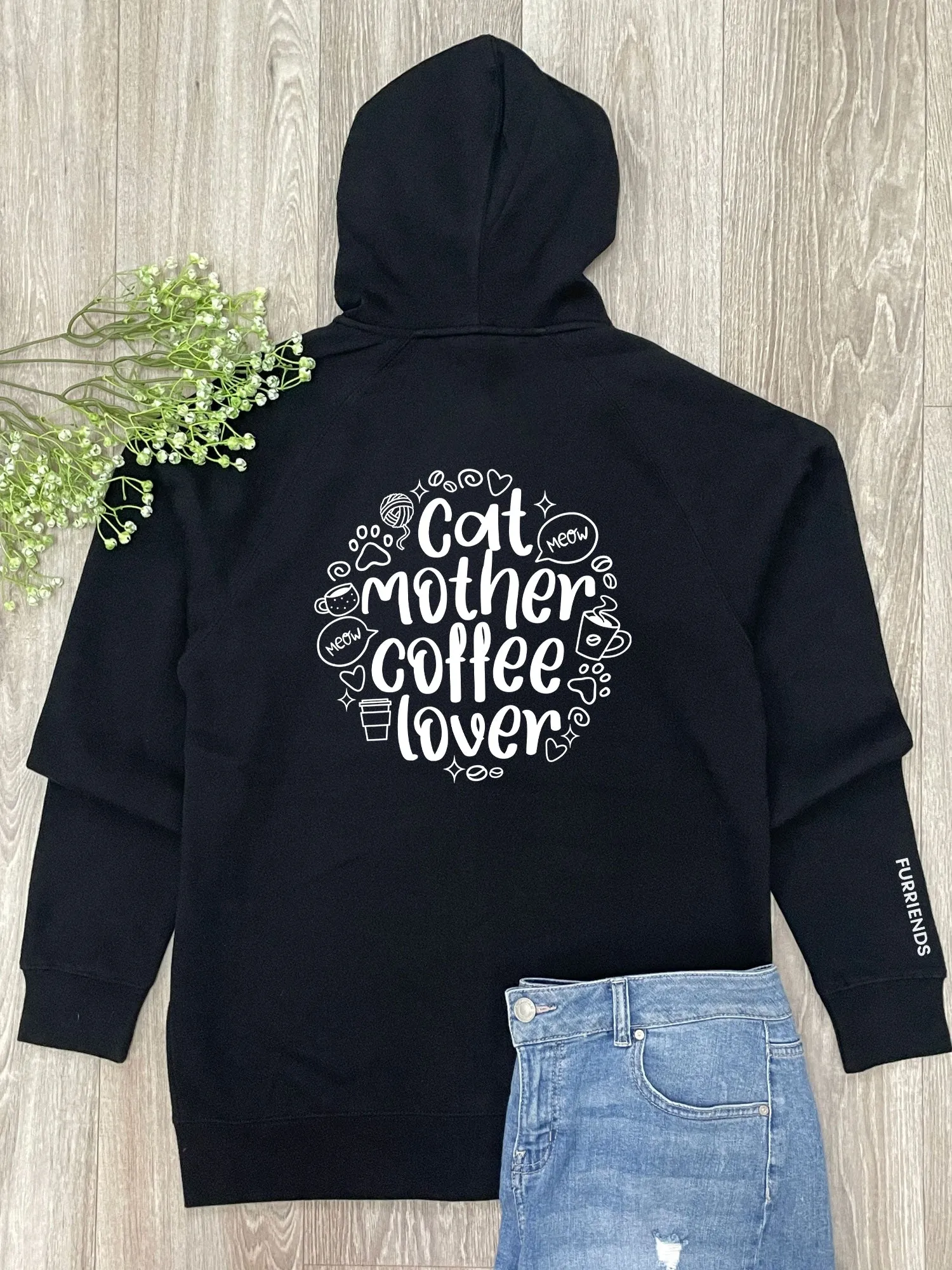 Cat Mother Coffee Lover Zip Front Hoodie