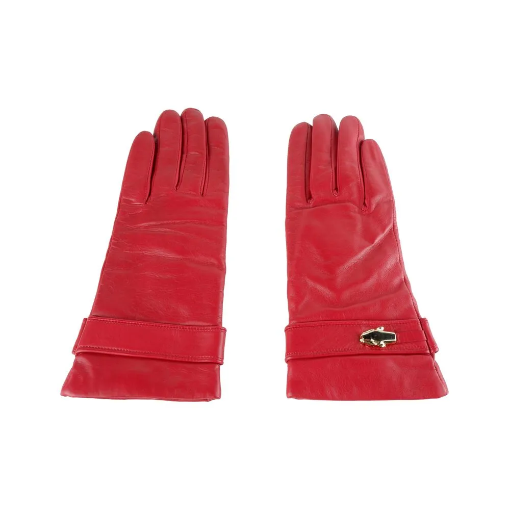 Cavalli Class Red Lambskin Women Glove