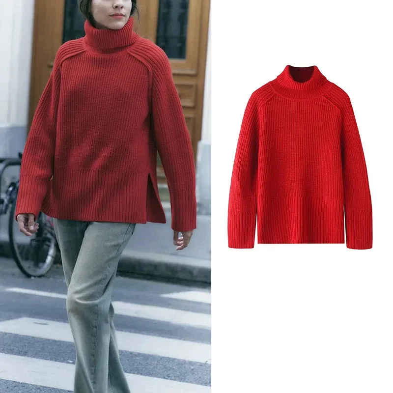 Charotte Turtleneck Red Sweater