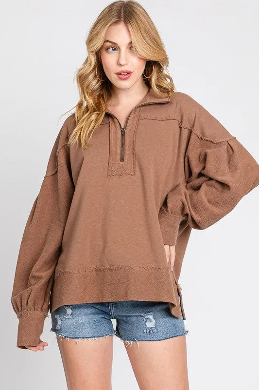 Coco Washed Terry Zipup Pullover