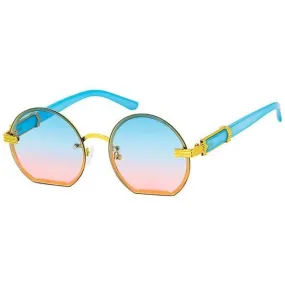 Color Tint Round Flat Sunglasses