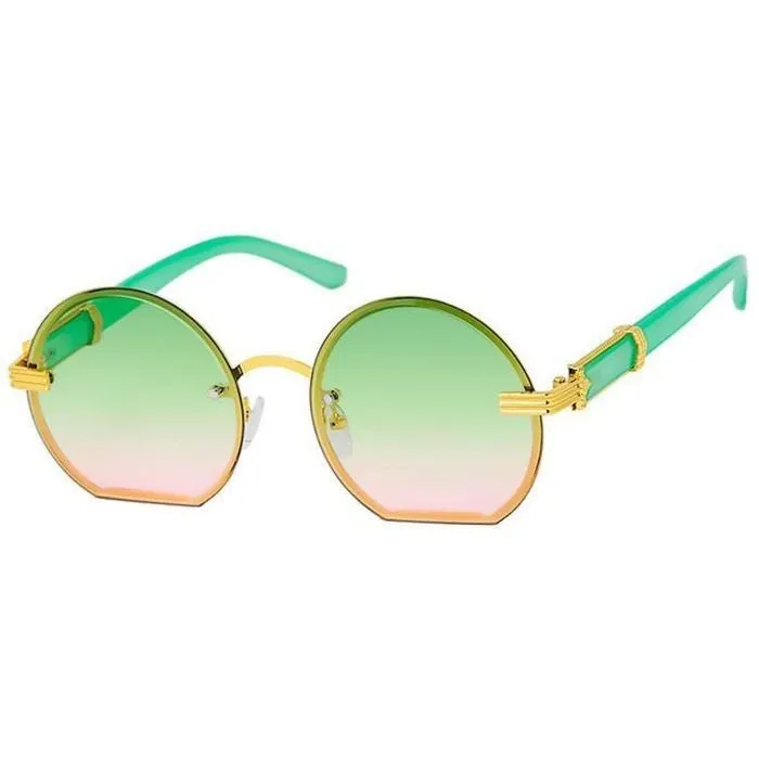 Color Tint Round Flat Sunglasses