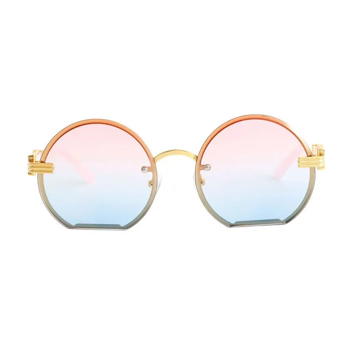 Color Tint Round Flat Sunglasses