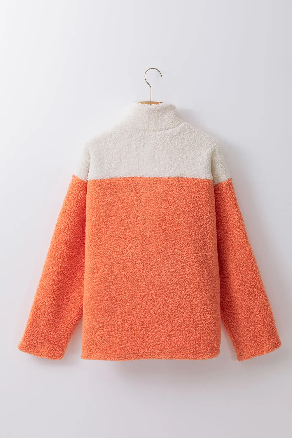 Colorblock Half Zipper Sherpa Sweatshirt