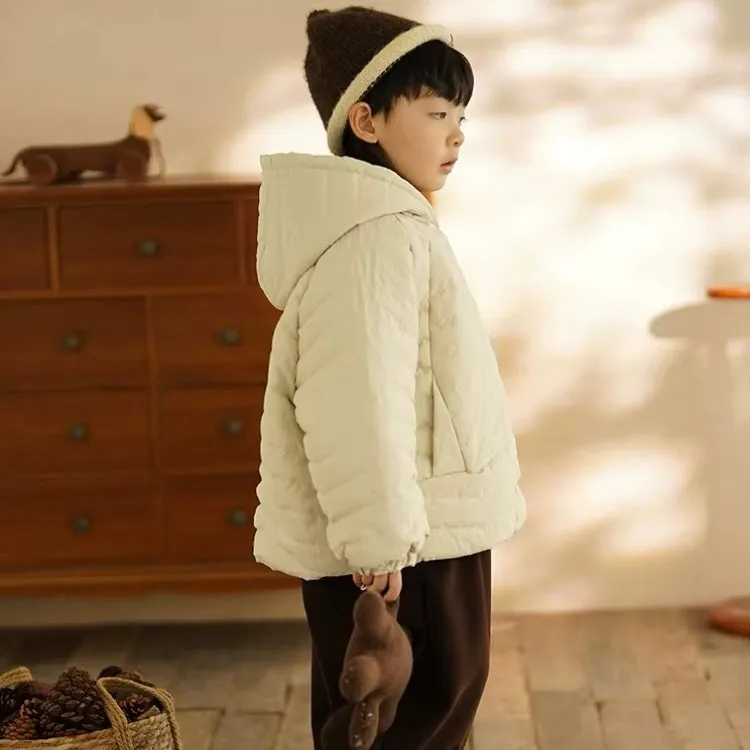 Cosy Quilted Hoodie Coat (Beige)