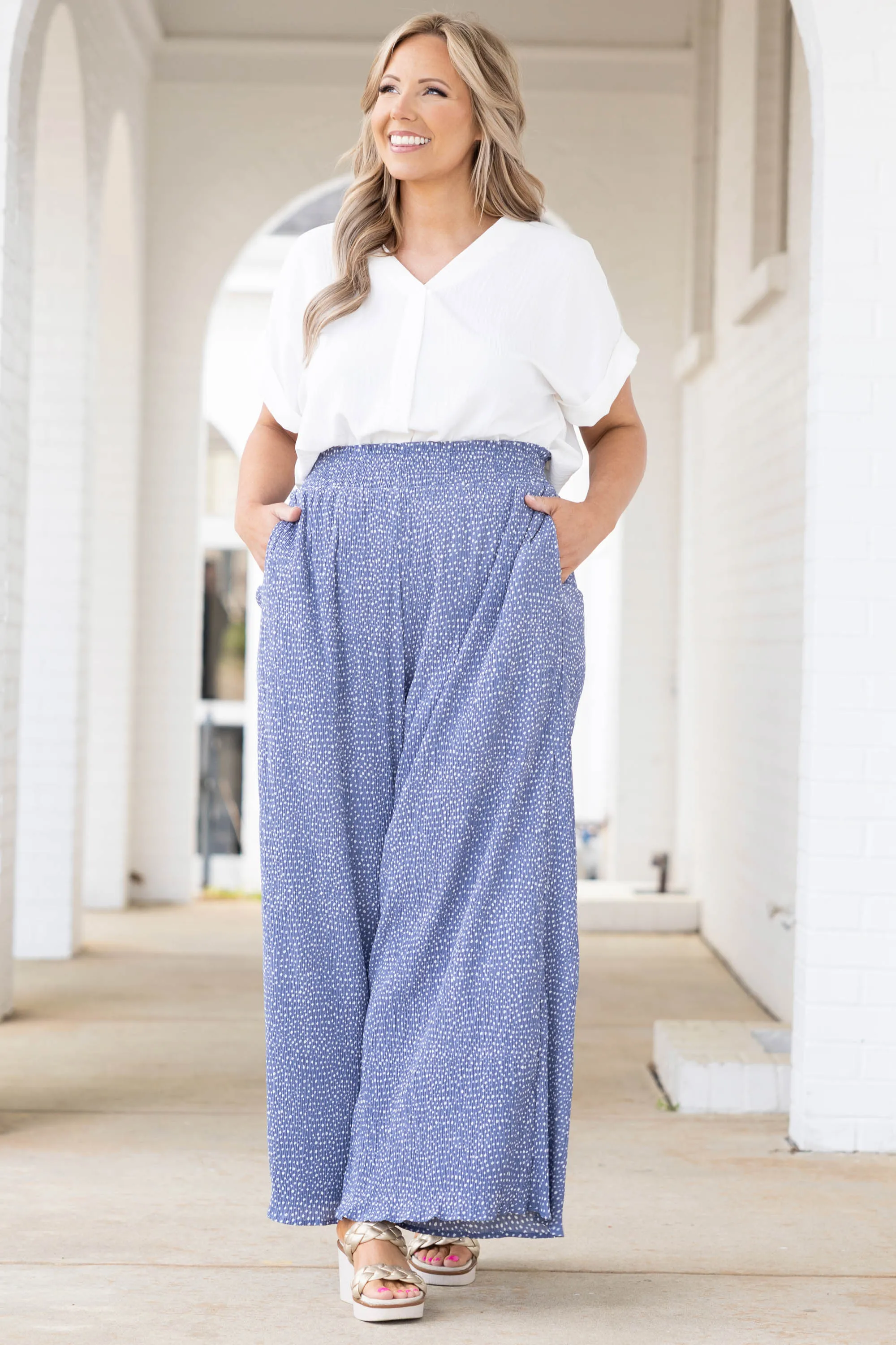 Cute And Comfortable Pants, Blue Dotted