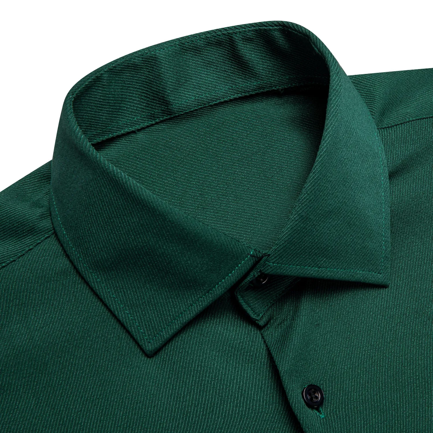 Dark Green Solid Stretch Woven Business Men's Long Sleeve Button Down Shirt