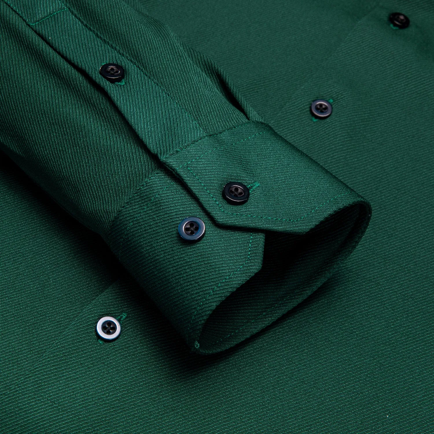 Dark Green Solid Stretch Woven Business Men's Long Sleeve Button Down Shirt