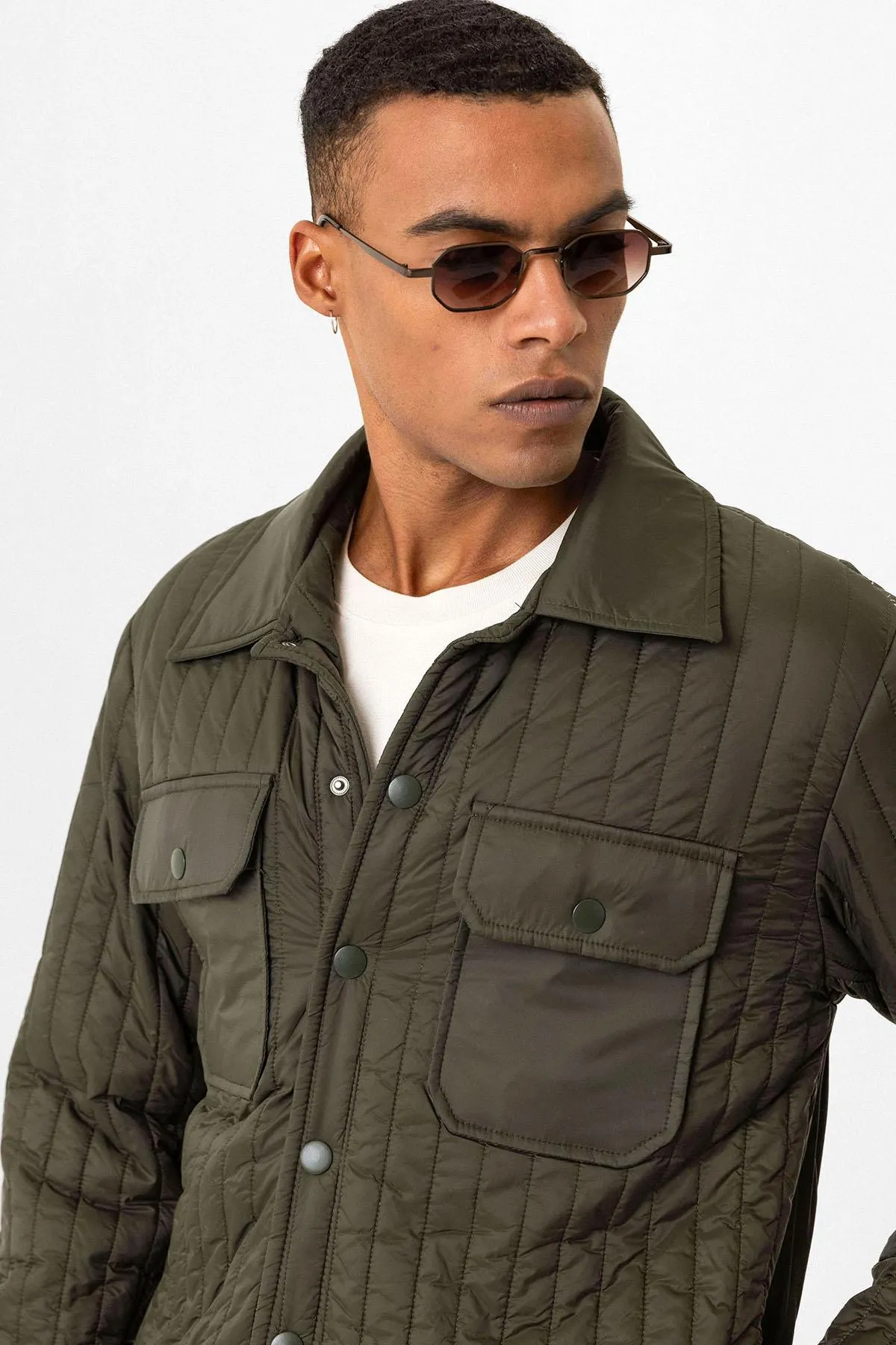 Dark Khaki Lightweight Quilted Men's Jacket - Wessi