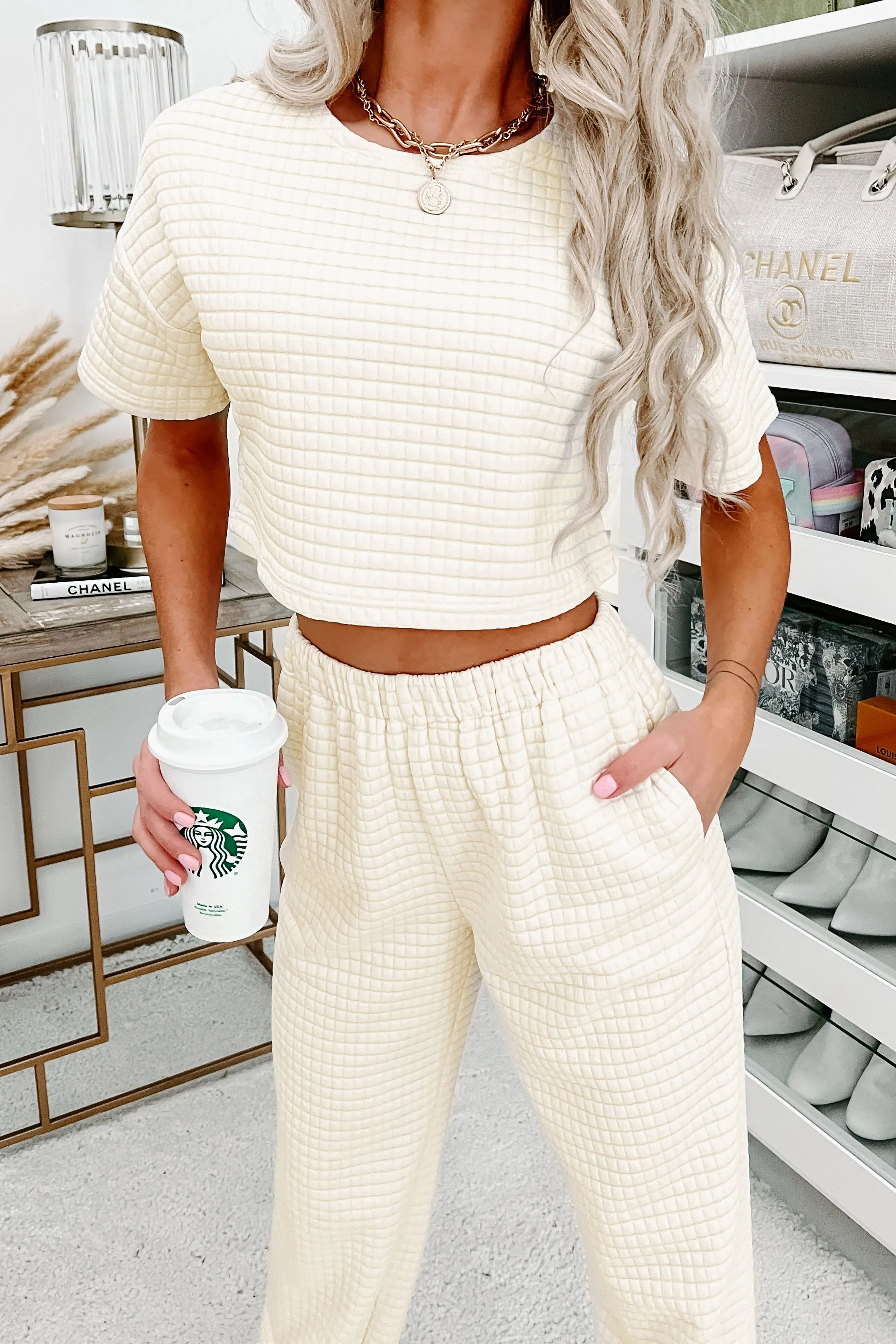 Don't Quilt Now Quilted Crop Top (Cream)