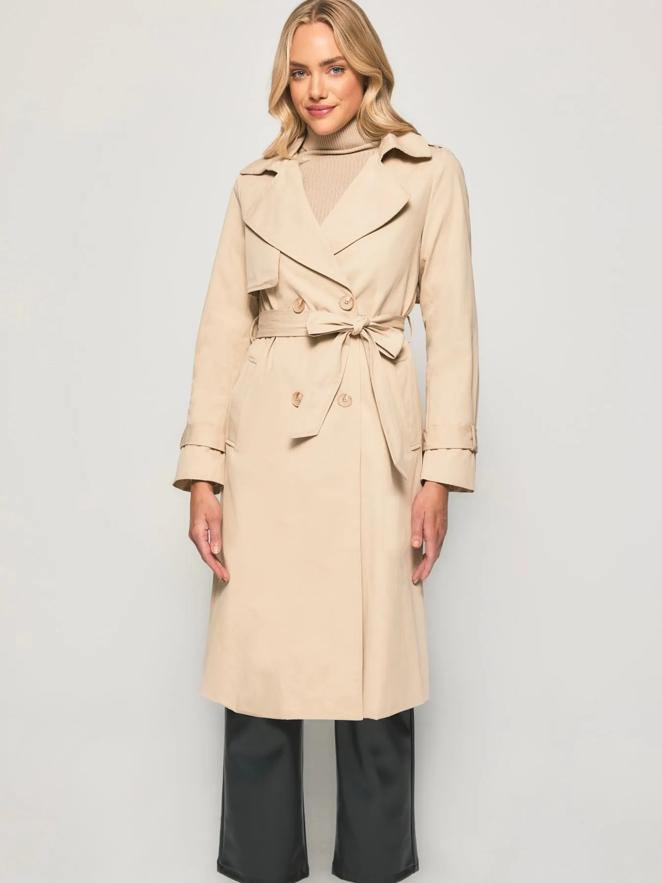 Double Breasted Trench Coat - Camel