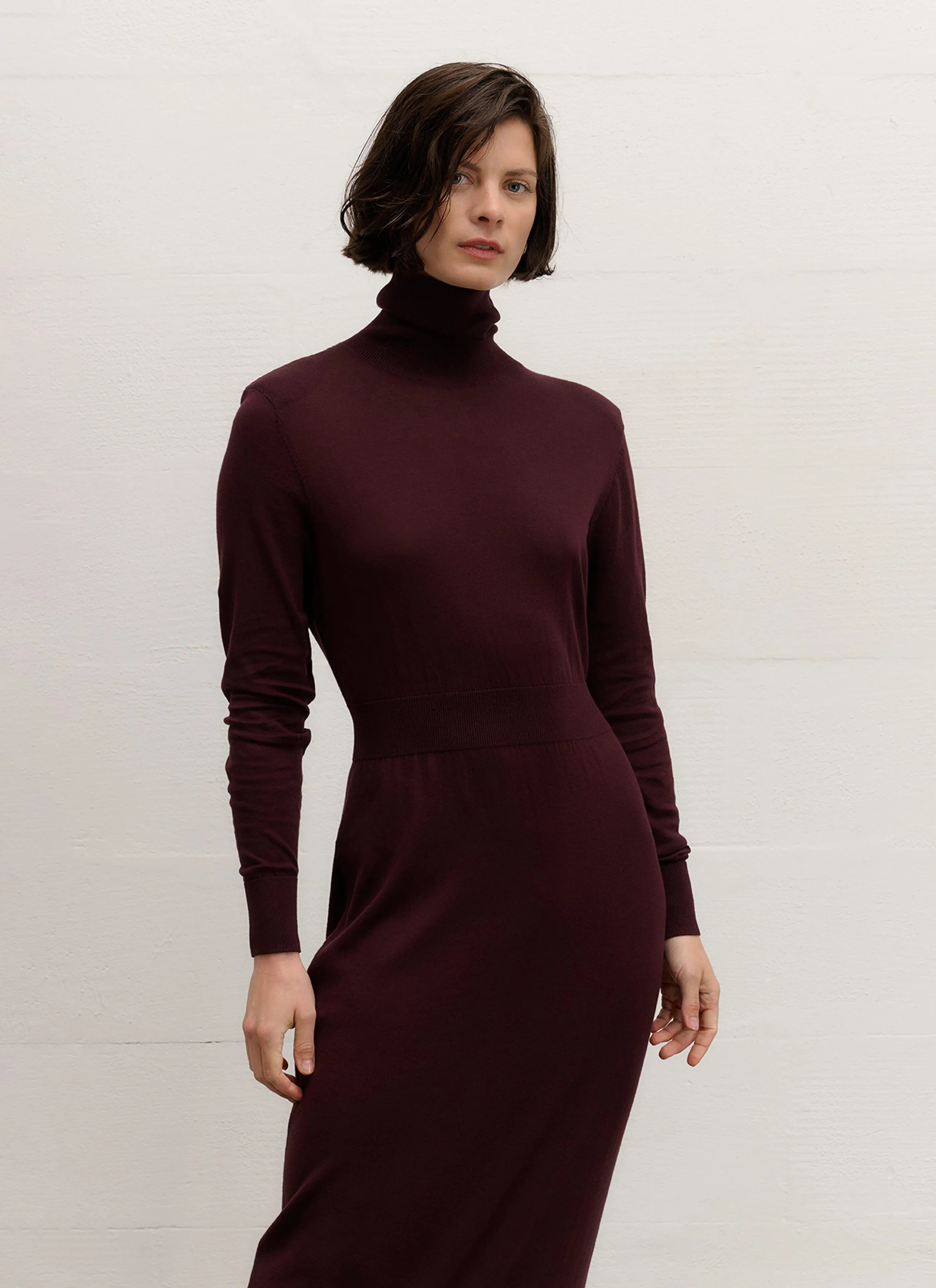 Dress | Cotton Knit | Nagisa | Aubergine Knit