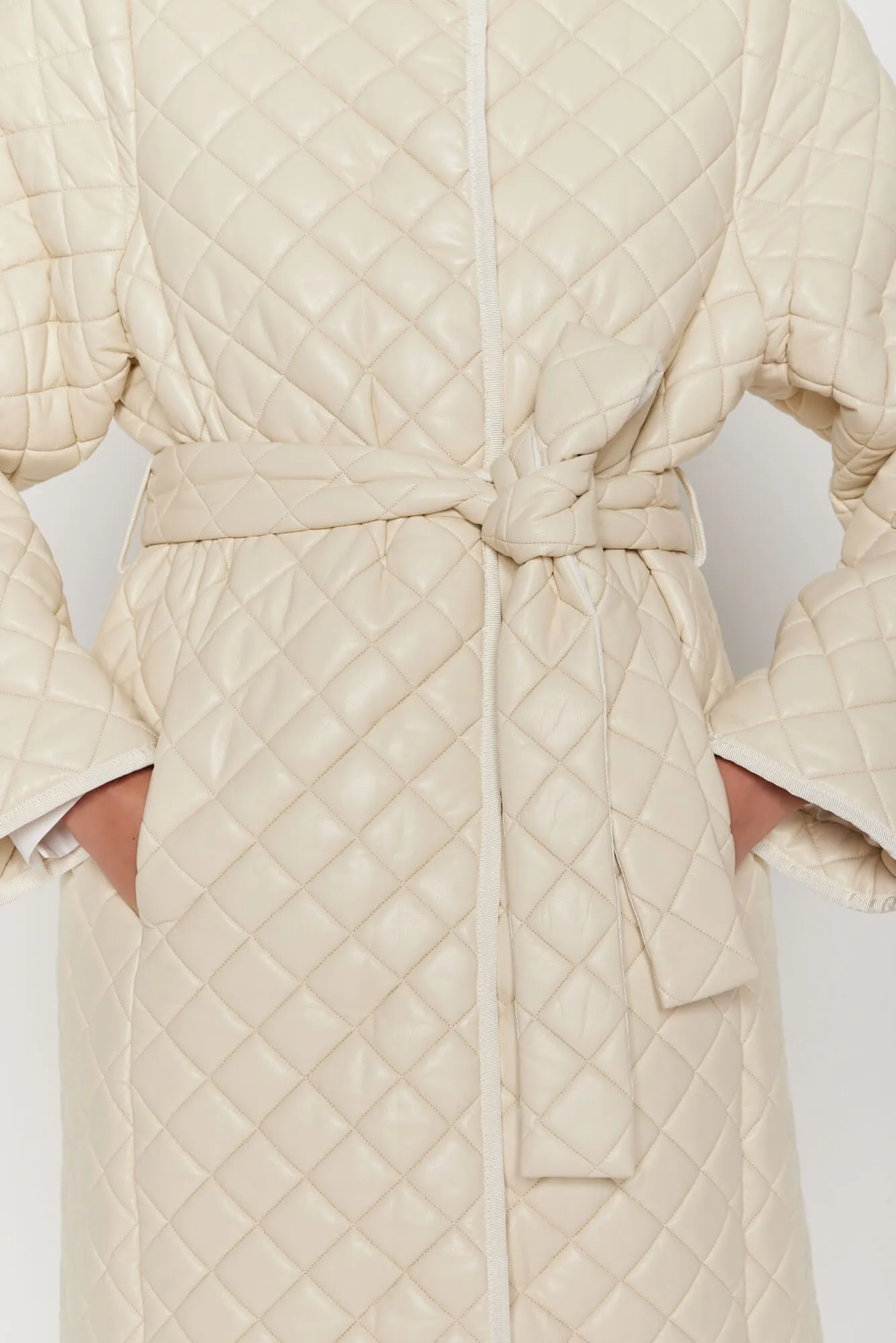 Ecru Quilted Puffer Coat