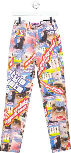 Edikted Multicolour Graphic Print Trousers UK XS