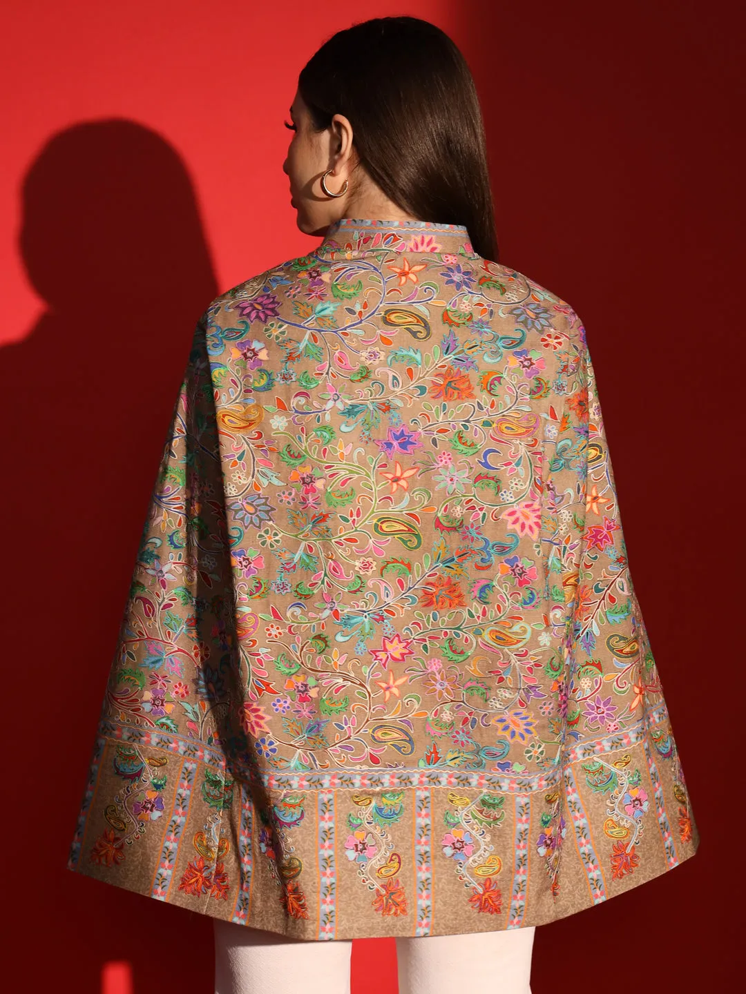 Ethnic Cape for women with kalamkari embroidery