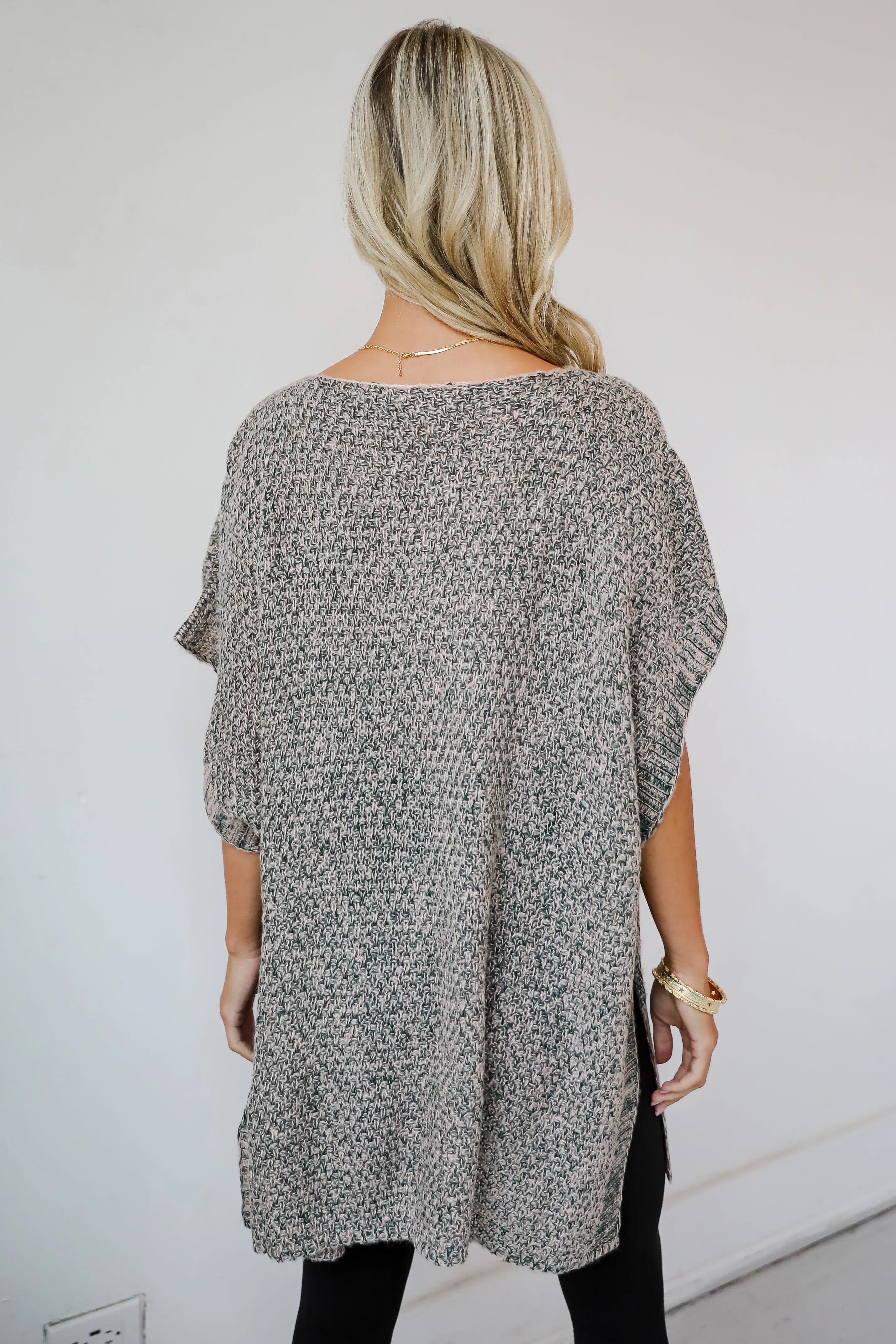 FINAL SALE - Perfectly Toasty Taupe Knit Poncho - DOORBUSTER