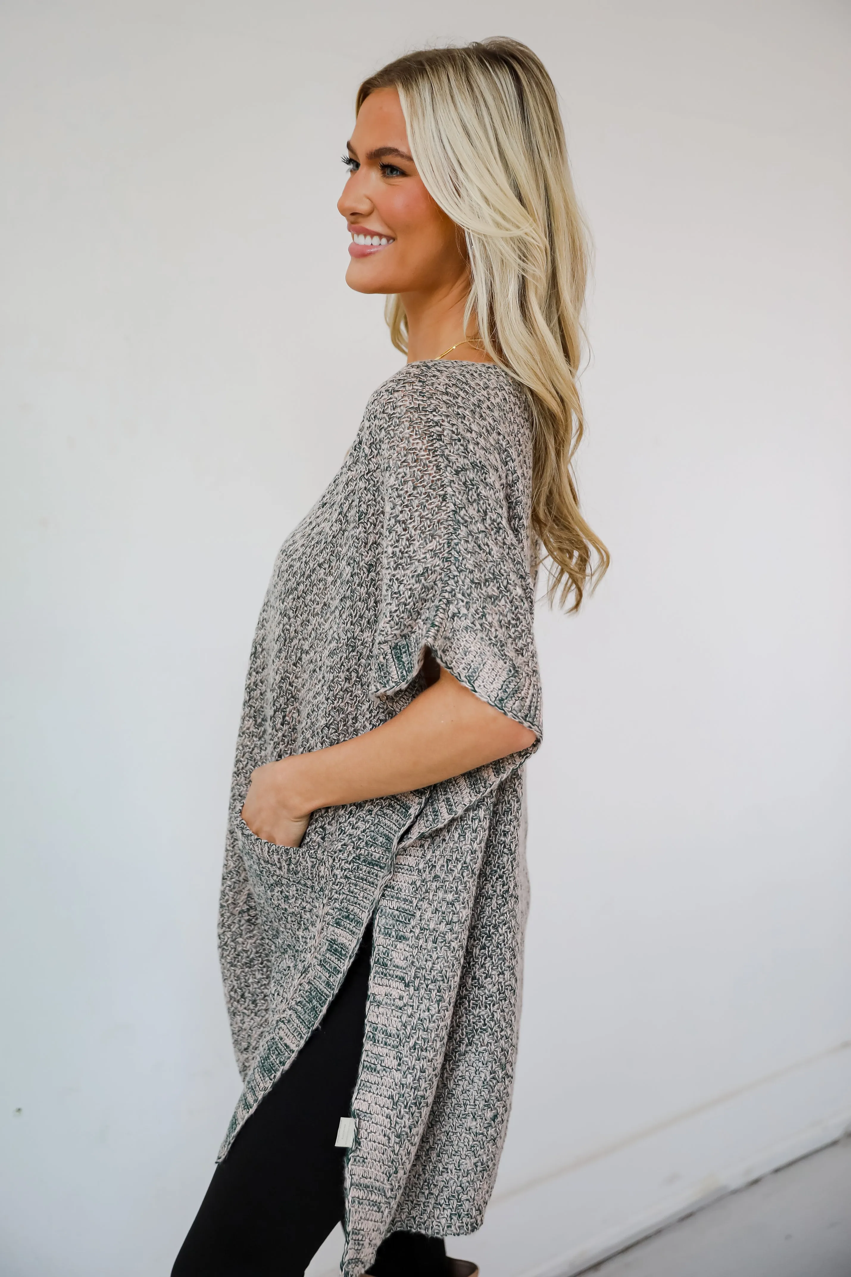 FINAL SALE - Perfectly Toasty Taupe Knit Poncho - DOORBUSTER