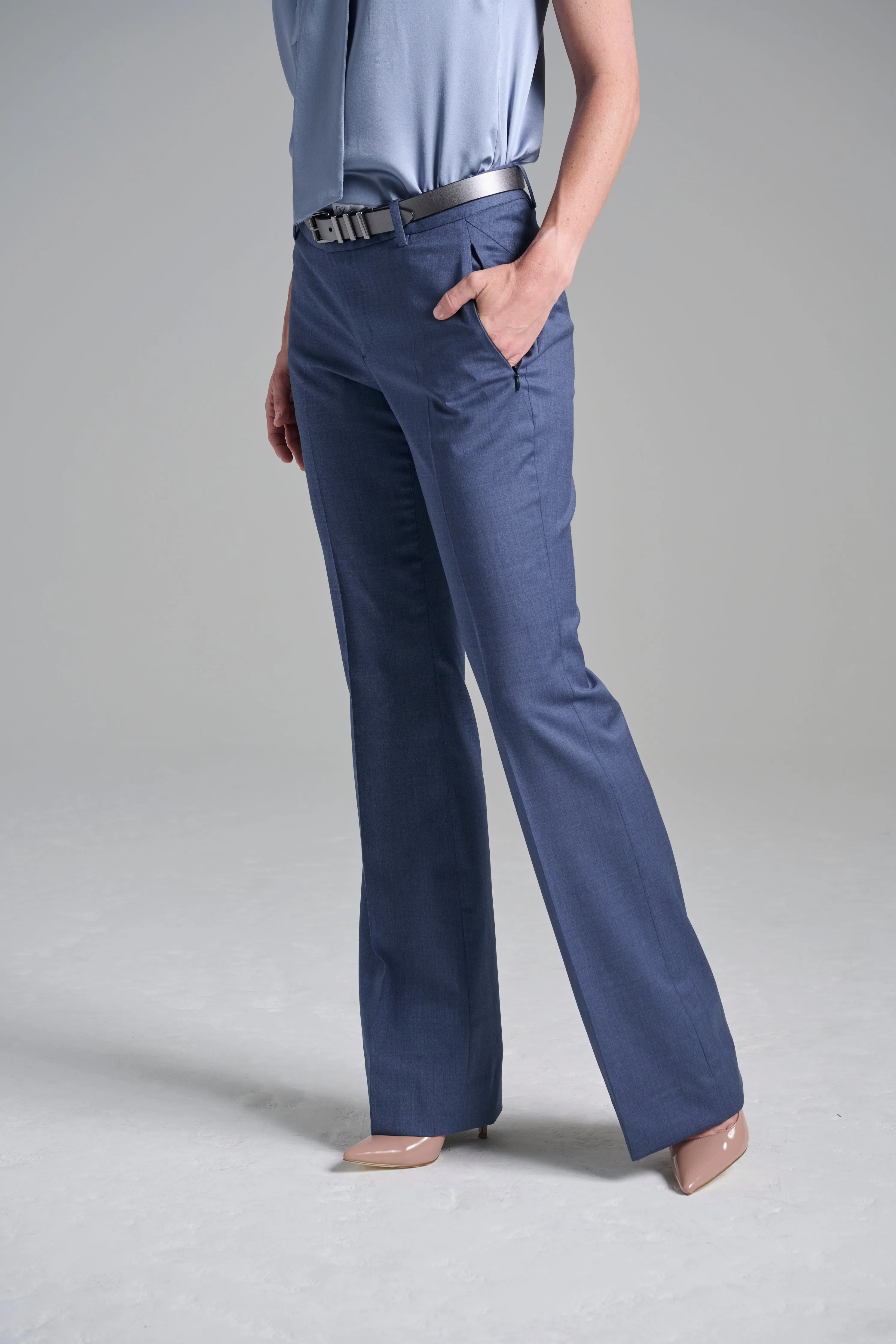 Flare Trouser - Denim Blue Mélange