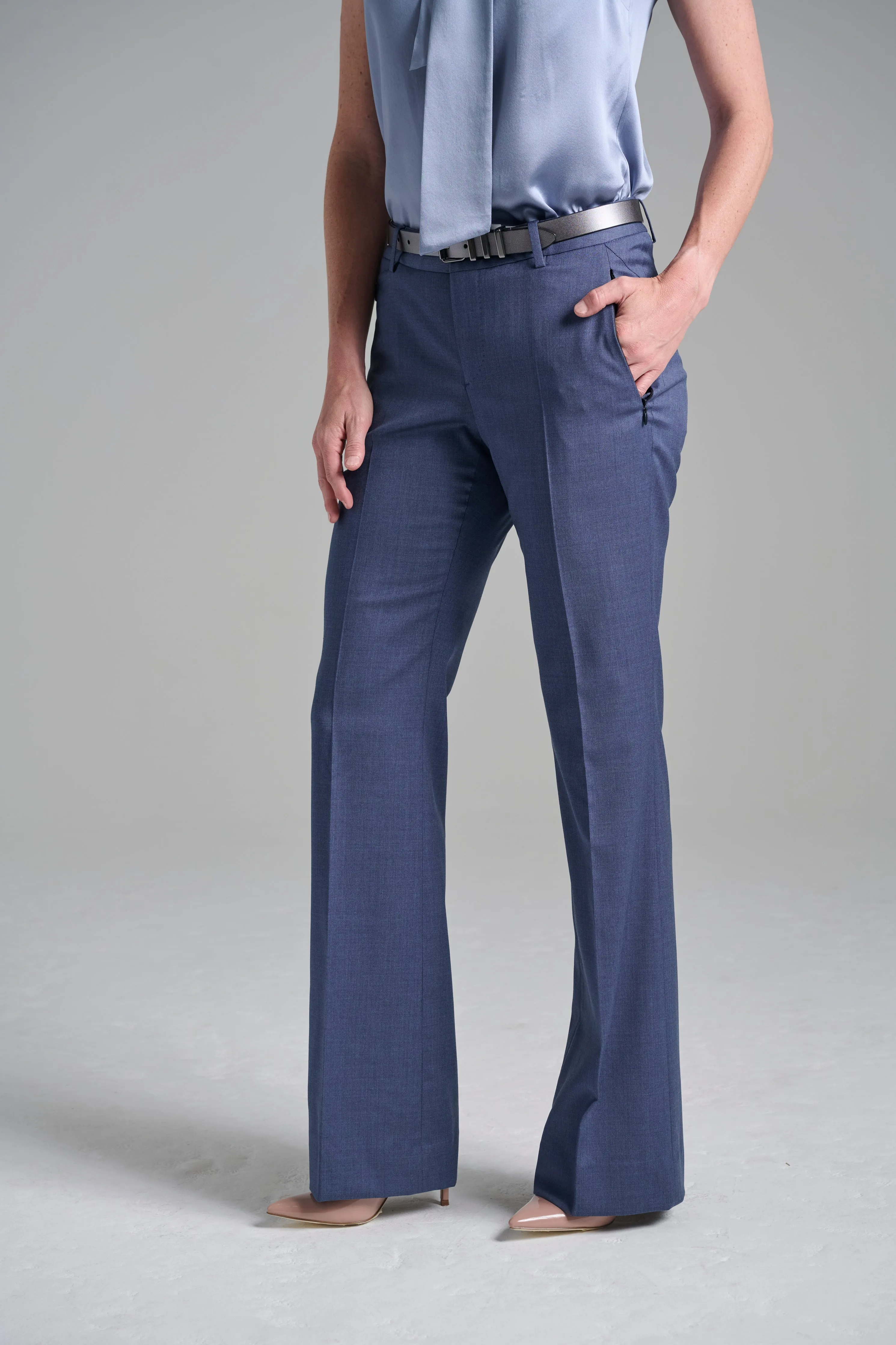 Flare Trouser - Denim Blue Mélange