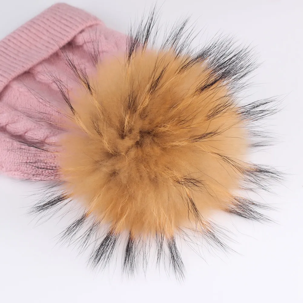 FURTALK Women Winter Real Fur Pom Pom Hat Twist Drop Shipping AD001