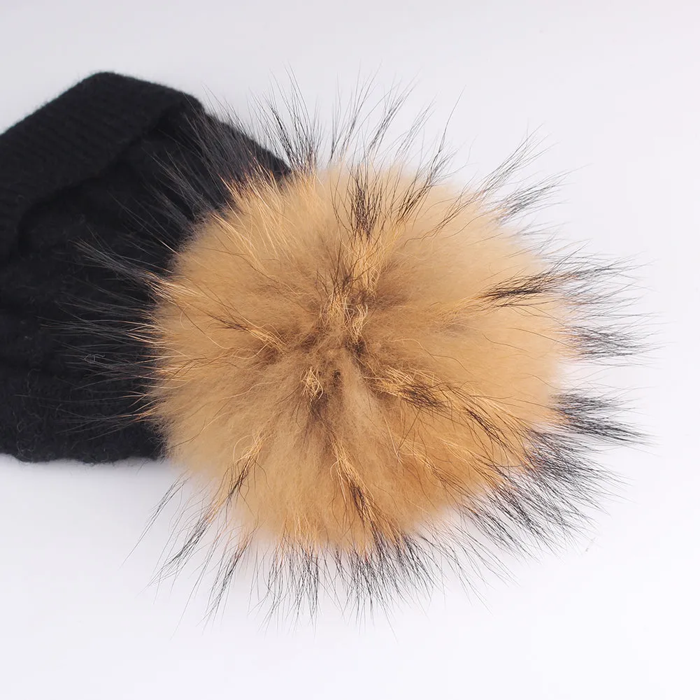 FURTALK Women Winter Real Fur Pom Pom Hat Twist Drop Shipping AD001