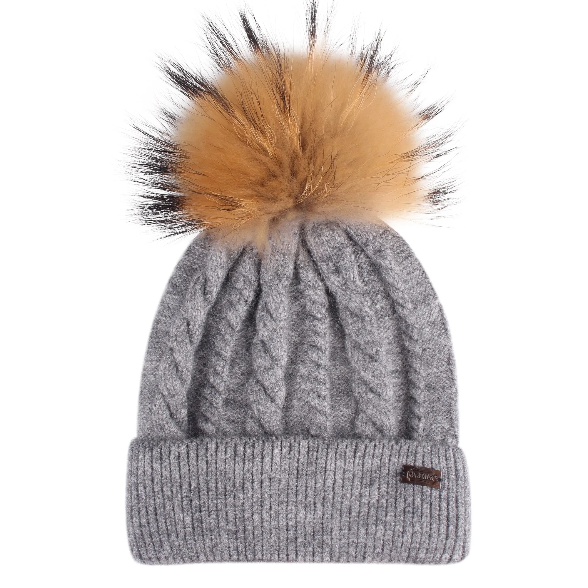 FURTALK Women Winter Real Fur Pom Pom Hat Twist Drop Shipping AD001