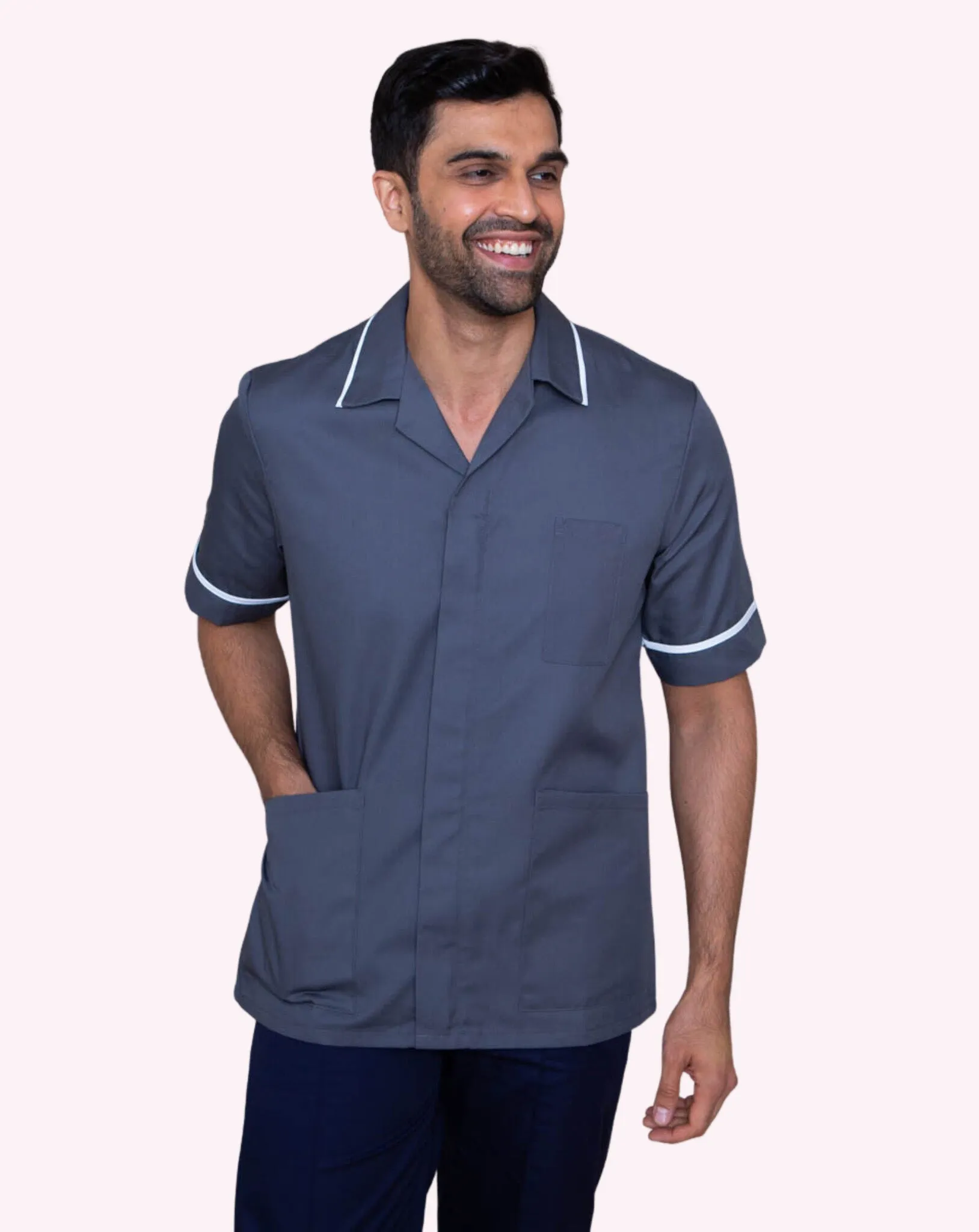 Globe Men's Classic Healthcare Tunic - Charcoal / White