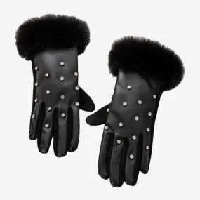 GLOVES WITH FAUX CUFFS IN BLACK