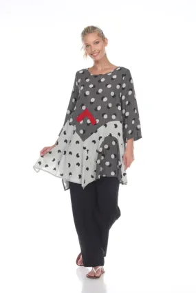 Gray Polka Dot 3/4 Sleeve Tunic