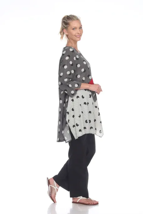 Gray Polka Dot 3/4 Sleeve Tunic