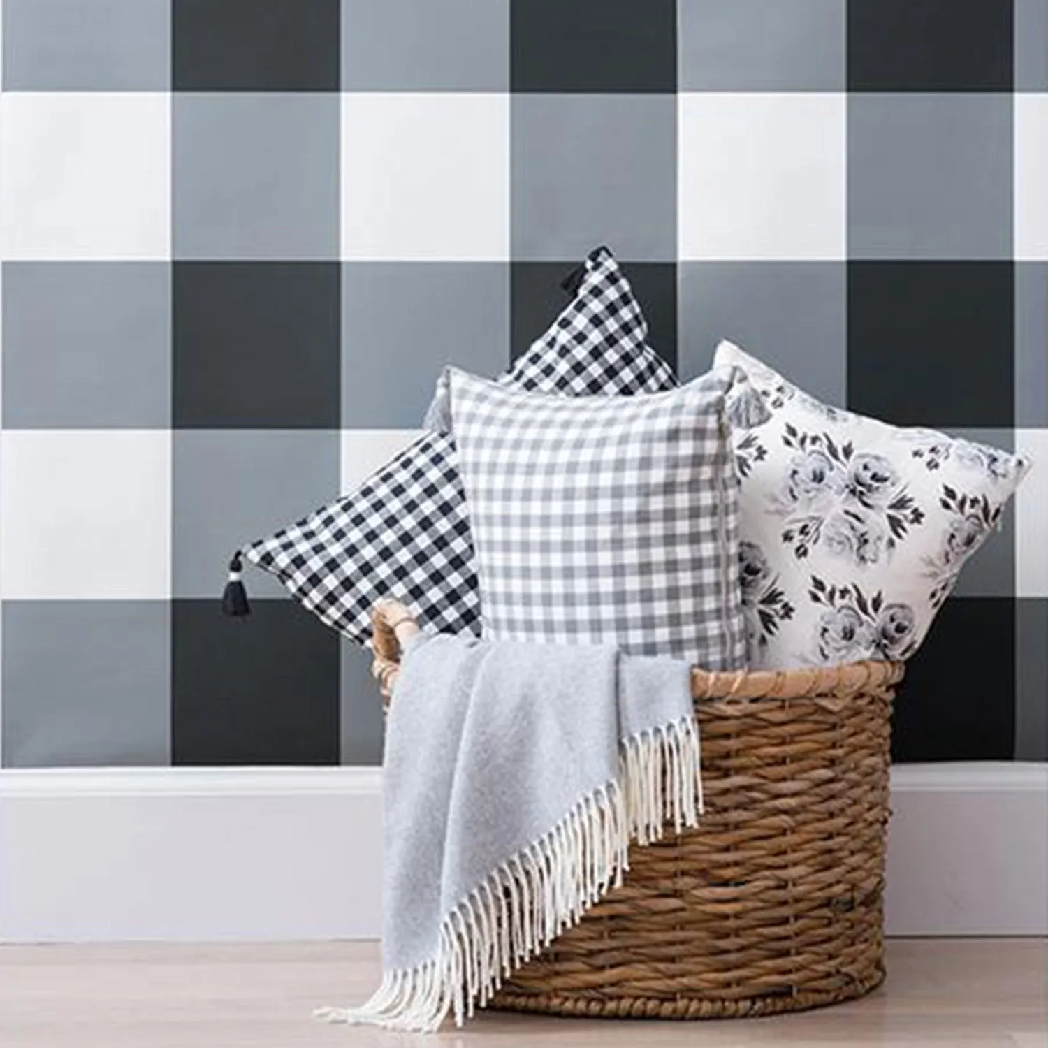 Grey Gingham Pillow