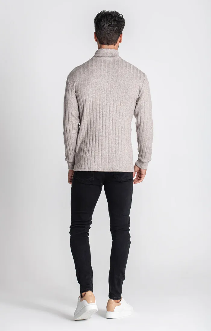 Grey Ribbed Turtleneck