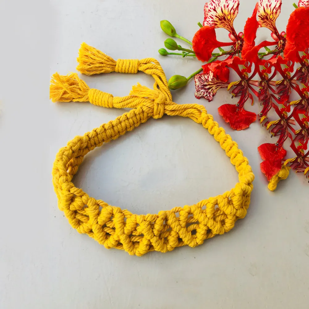 Handcrafted Macramé Hairband - Mustard