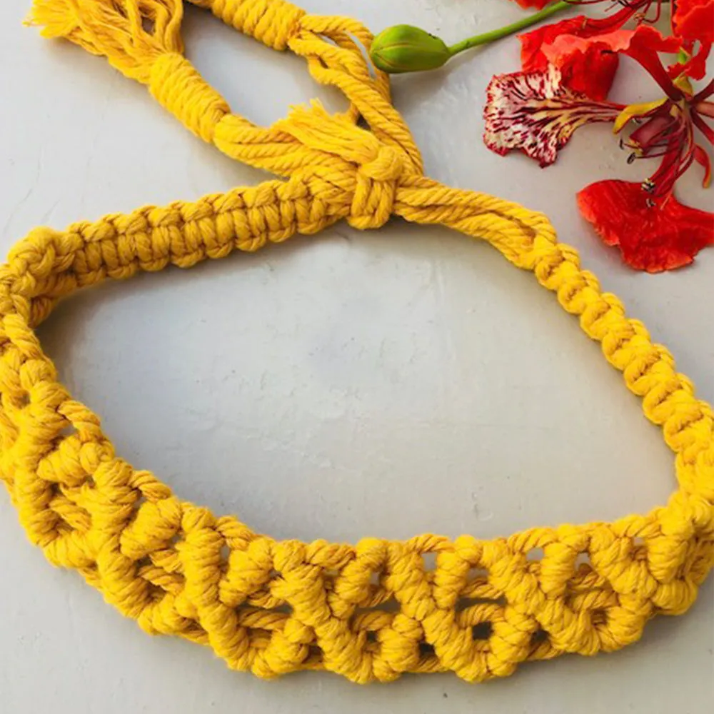 Handcrafted Macramé Hairband - Mustard