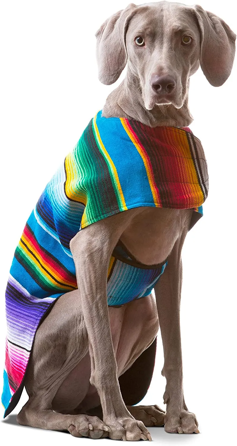 Handmade Dog Poncho: Mexican Serape Blanket & Tie Dye Dog Vest | Southwestern Dog Clothes for Halloween & Easter Costume | Pet Items