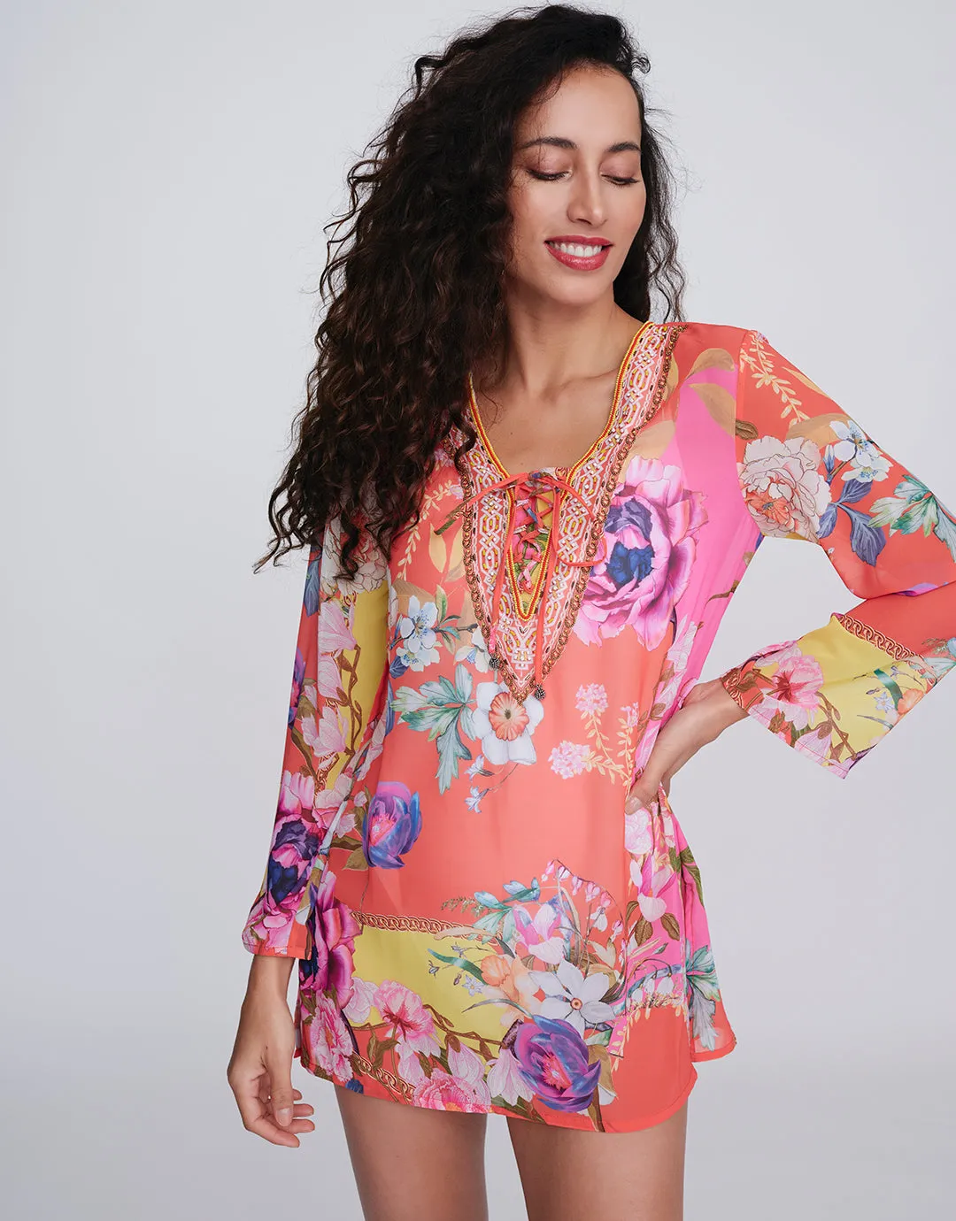 Hawaii Mini Tunic - Pink Print