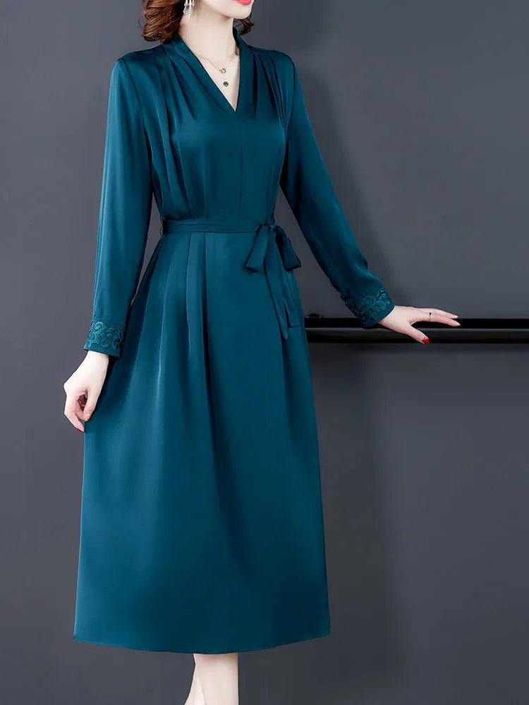 Heavy Silk Long-Sleeved Spring Dress