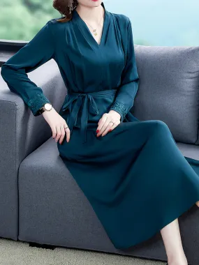 Heavy Silk Long-Sleeved Spring Dress