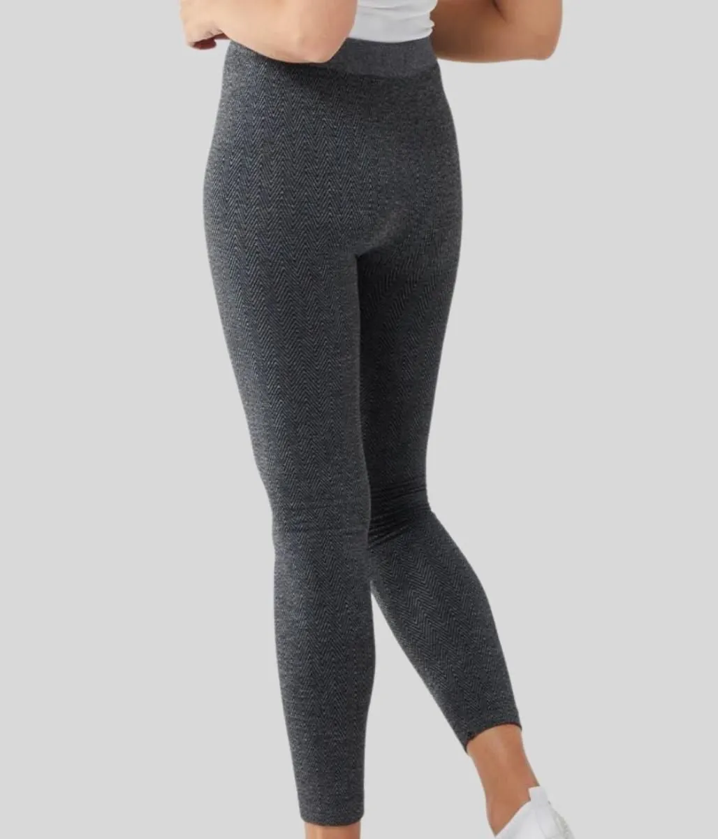 Herringbone Jacquard Fleece Lined Leggings