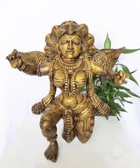 Home Decor Ornament. Handcrafted South Indian Wooden Angel Sculpture.