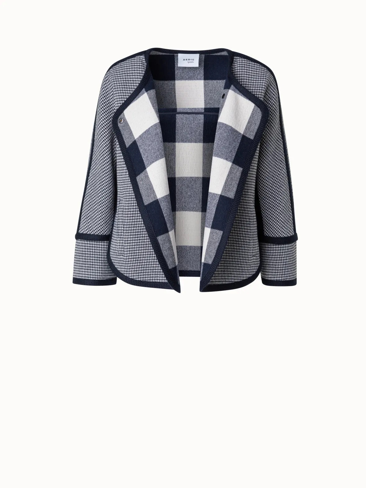 Houndstooth Jacket in Wool Double-Face