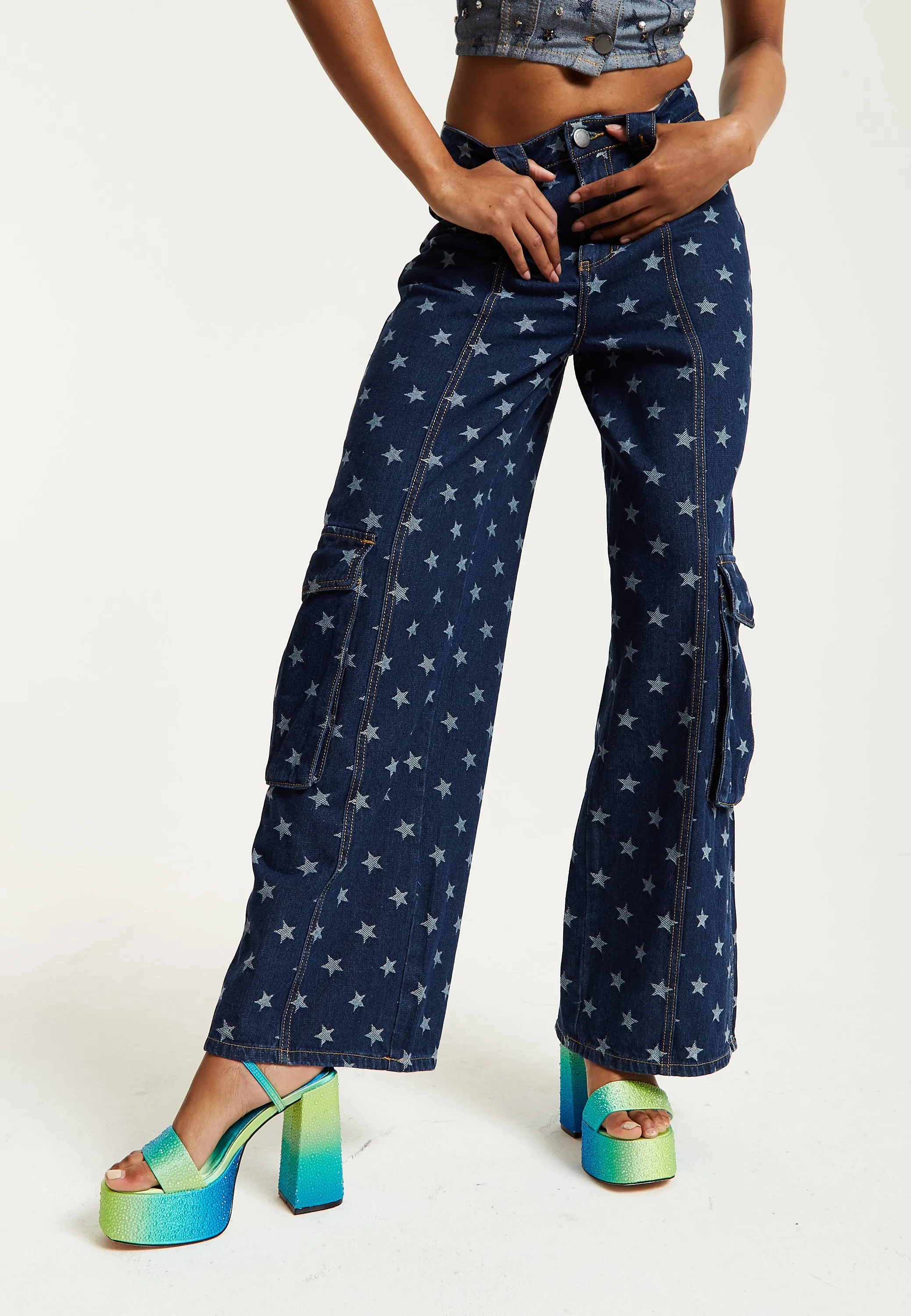 House of Holland Star Print Cargo Jeans