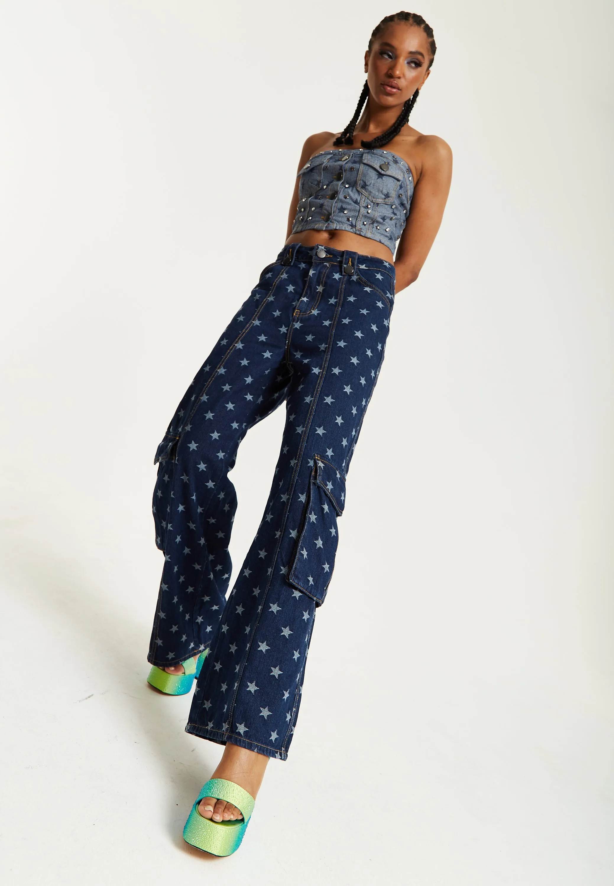 House of Holland Star Print Cargo Jeans