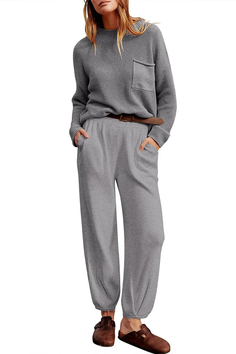 HUR1231 Relaxed Utility Joggers with Knit Sweater