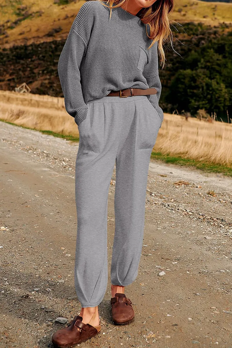 HUR1231 Relaxed Utility Joggers with Knit Sweater