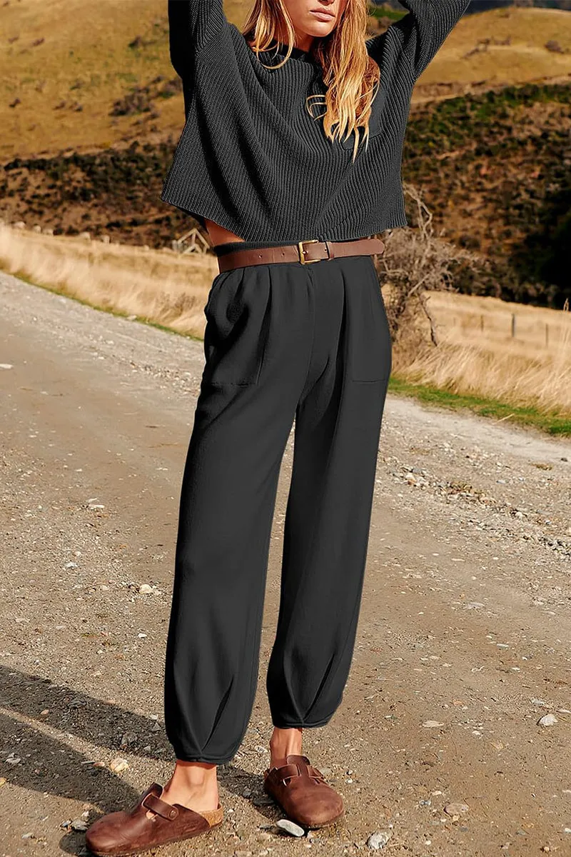 HUR1231 Relaxed Utility Joggers with Knit Sweater