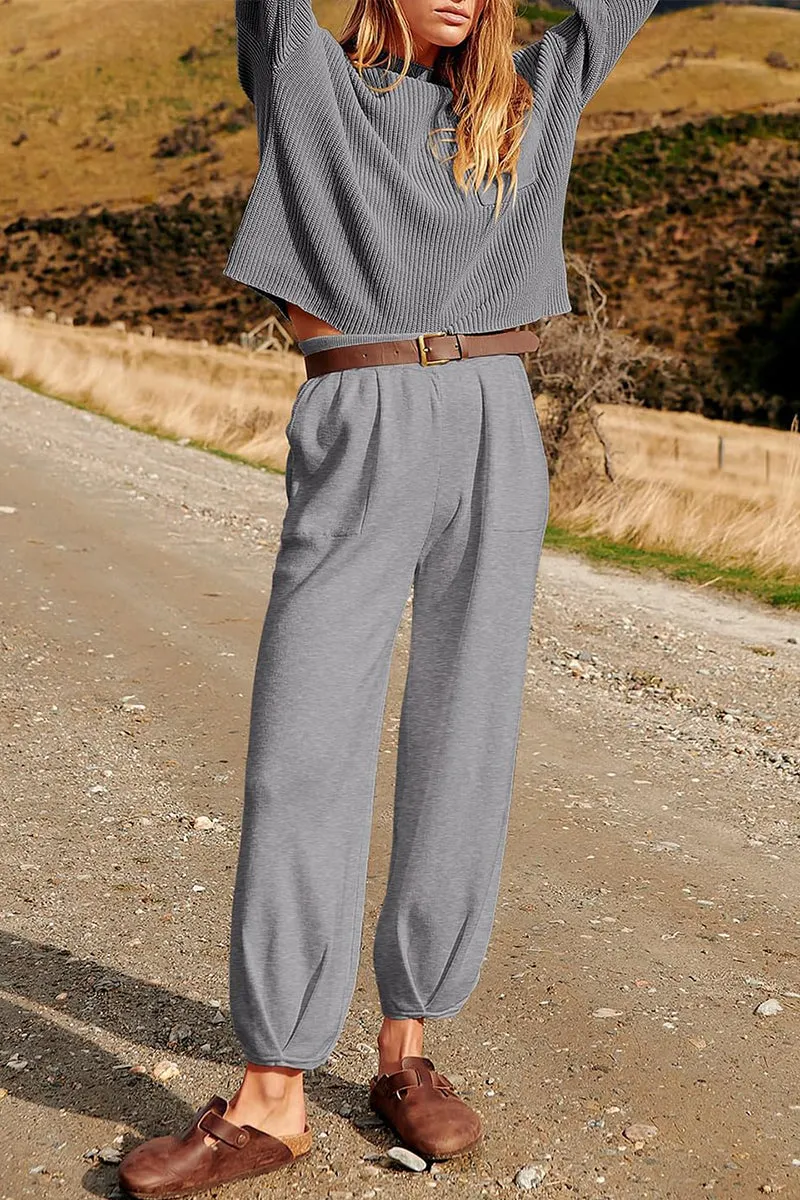 HUR1231 Relaxed Utility Joggers with Knit Sweater