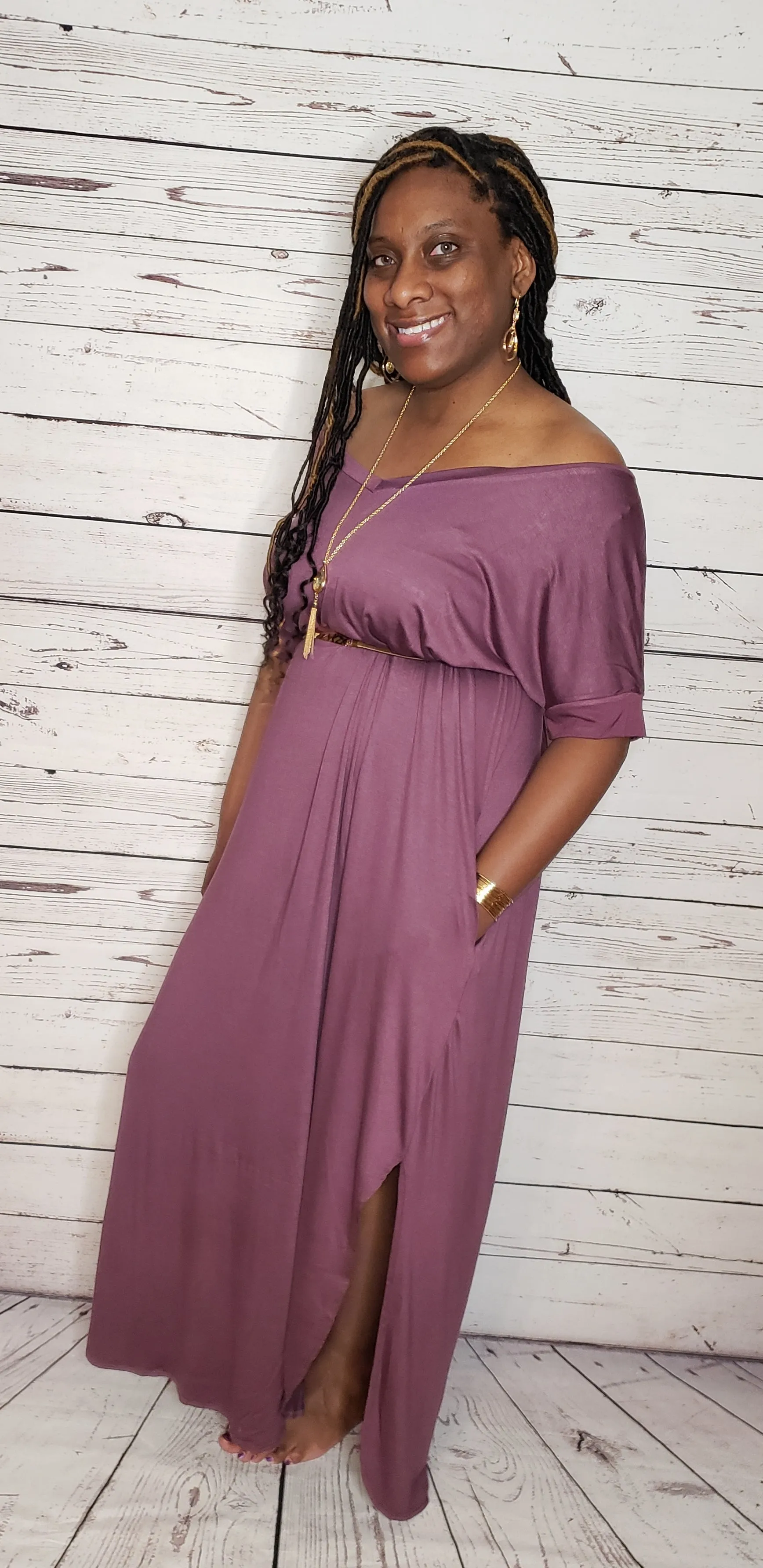 I Am Purposed Dress (Eggplant- Plus Size)