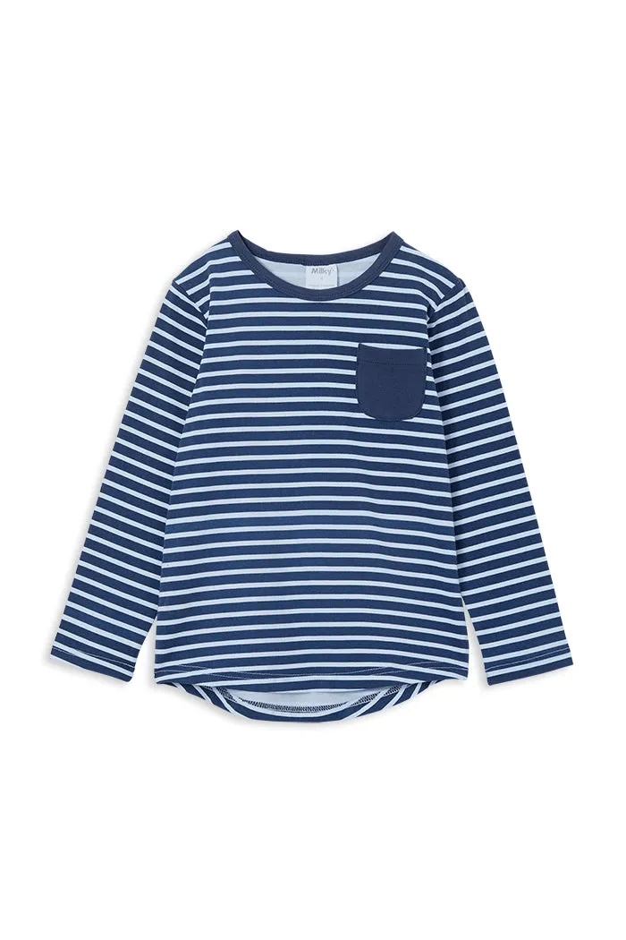 Indigo Stripe Pocket Tee