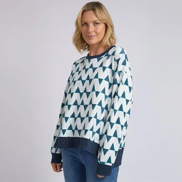 Janey Geo Crew - Navy Geo Print